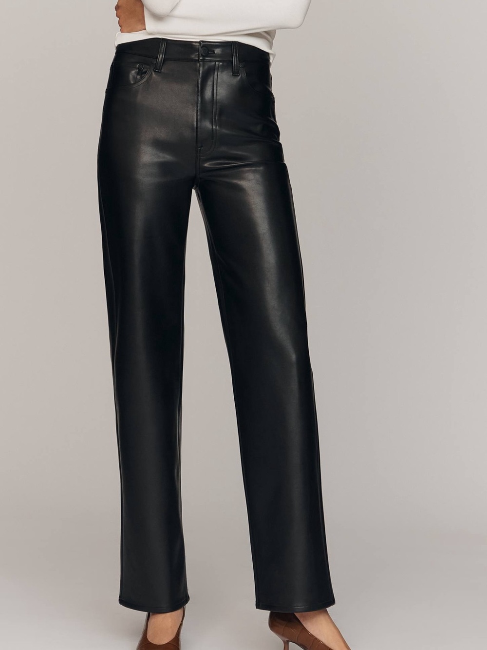 Pistola Cassie Faux Leather High-Rise Straight-Leg Pants Size 29